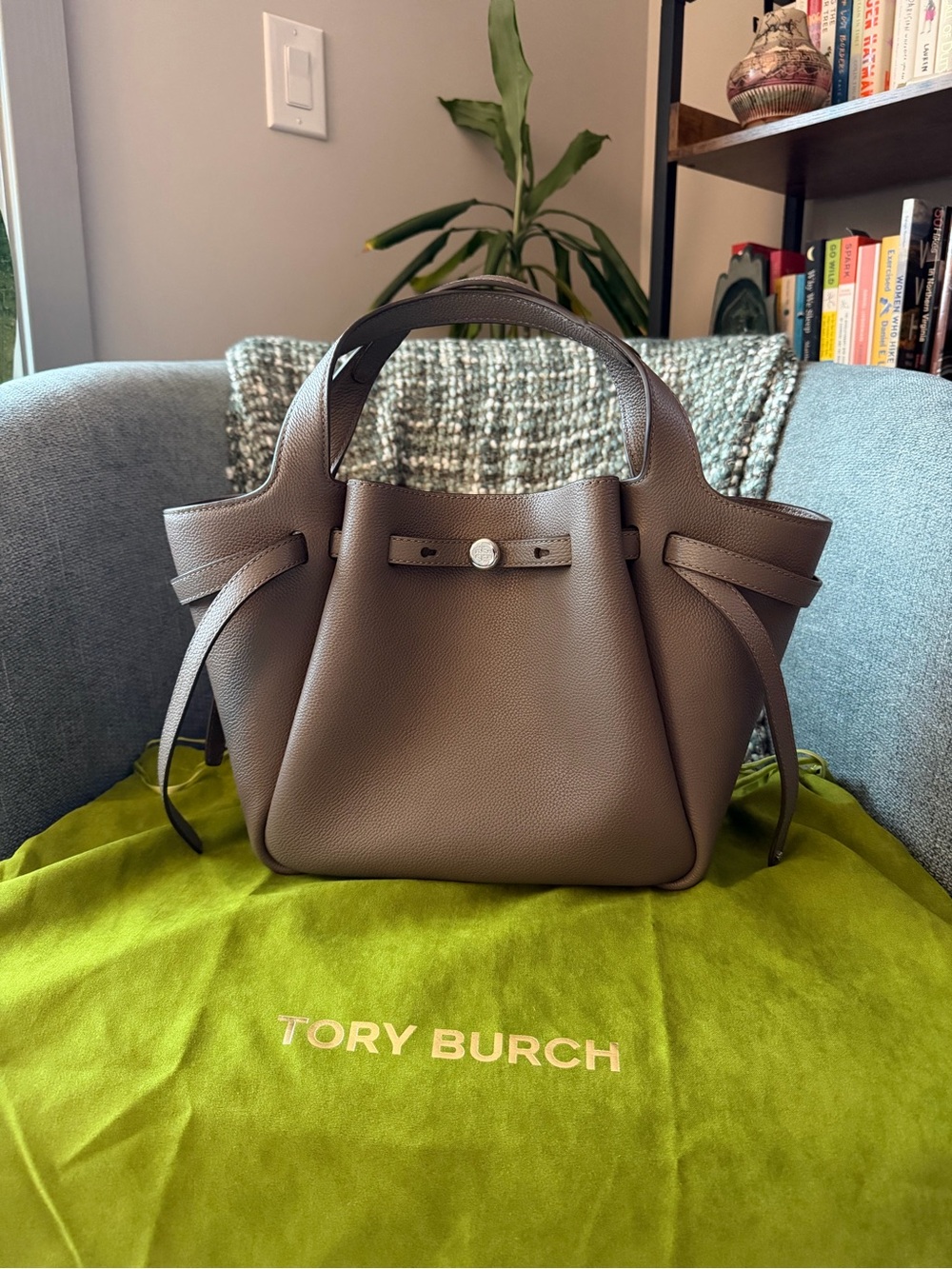 NWOT Tory Burch Mushroom Pebbled Leather Tote